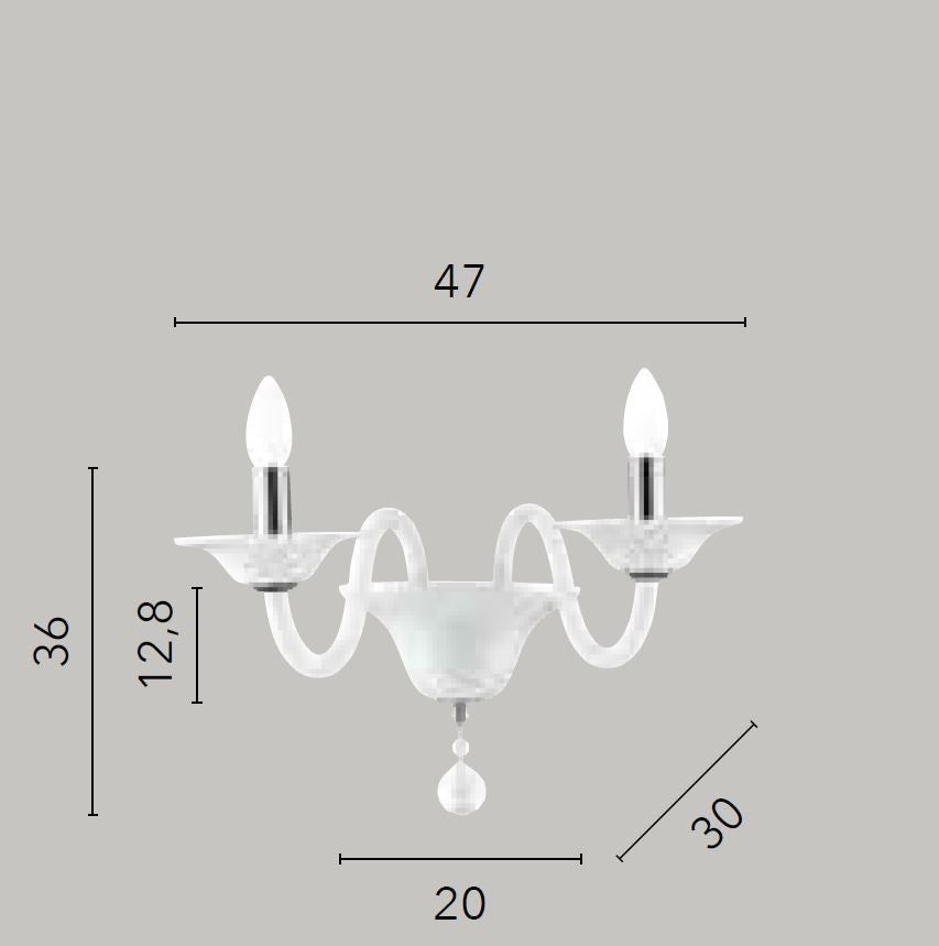 Applique 2 luci vetro soffiato bianco dettagli cromati 2XE14 non incl. SOFFIO Applique 2 luci vetro soffiato bianco dettagli cromati 2XE14 non incl. SOFFIO